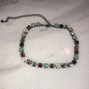 Brown and blue crystal necklace